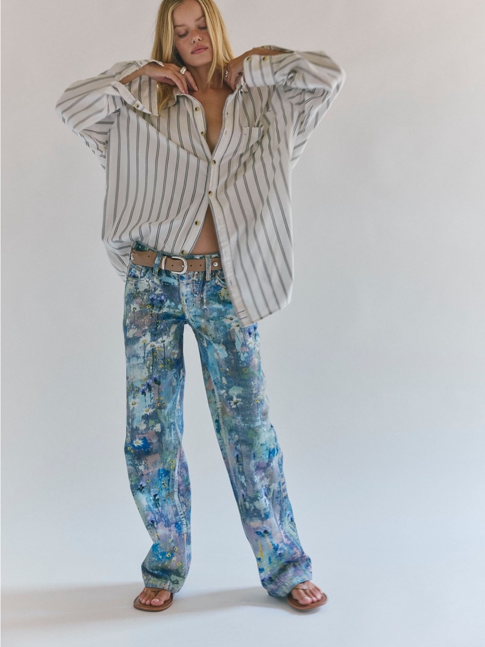 We the Free Low Rise Tennessee Multicolor Painted Floral Jeans
